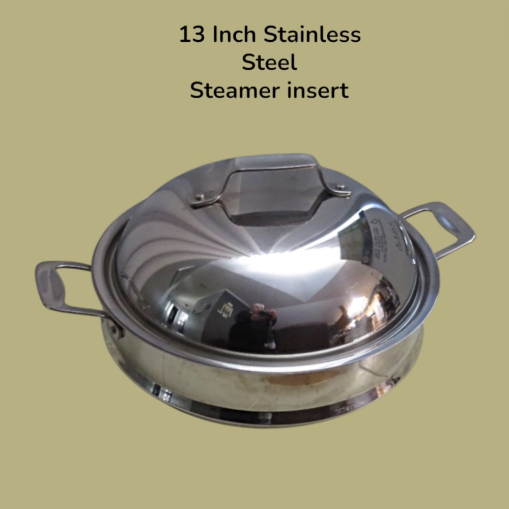 Large 13 Inch Stainless Steel Steamer Insert With Lid